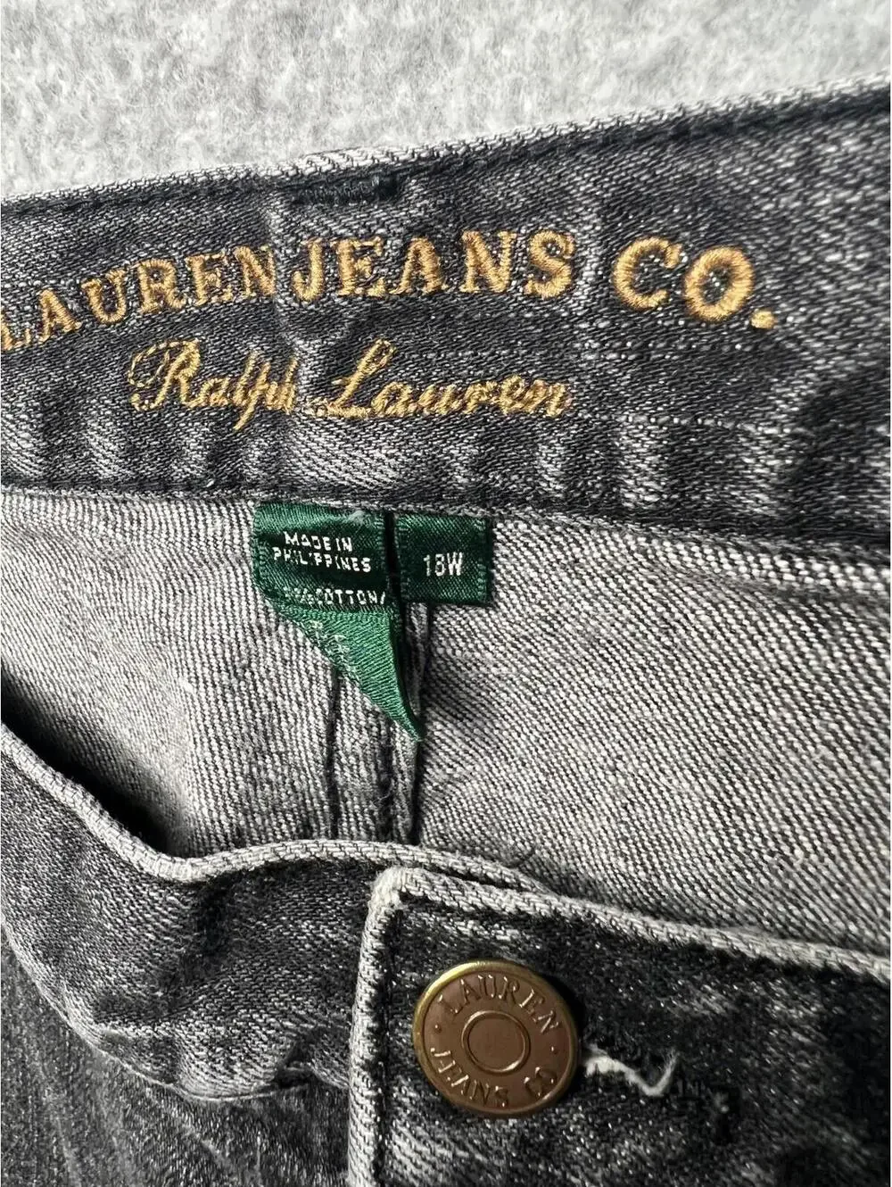 Lauren Ralph Lauren Denim Straight Leg Jeans Womens Plus 18W Black Classic
